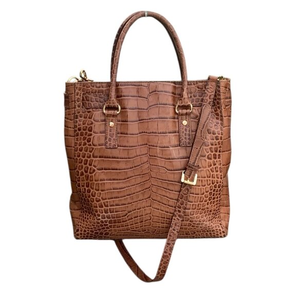 Michael Kors Hamilton Convertible Satchel/Tote Embossed Leather Womens Handbag - Picture 3 of 16